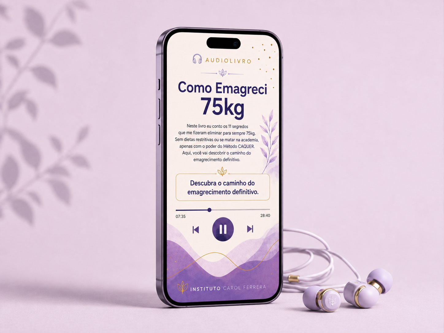 Mockup do Bônus 2 - Audiolivro “Como emagreci 75kg”